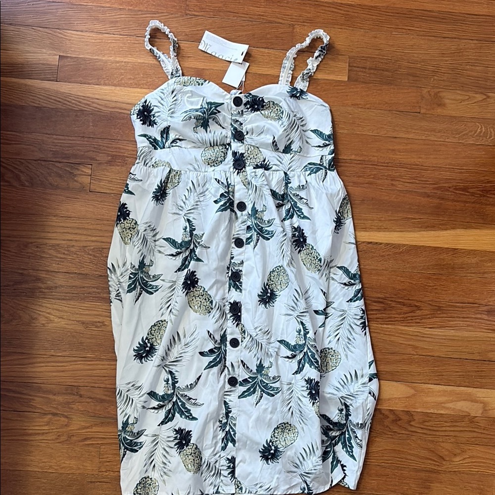 Tropical Print White Dress